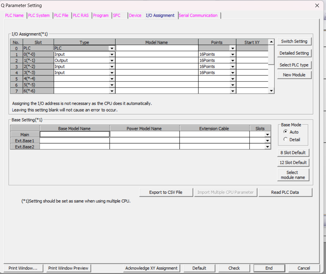 plc parameter setting of Mitsubishi PLC in GX works 2